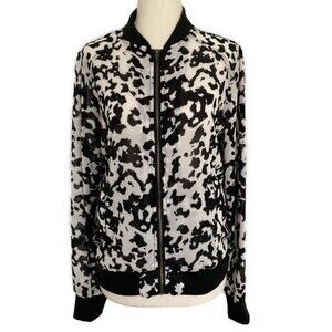 Bongo Zebra Animal Print Moto Biker Bomber Vintage Lightweight Jacket Size L